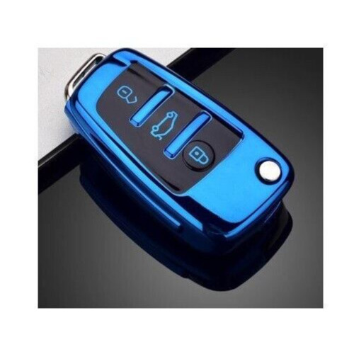 Blue car key - key, case